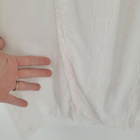 Tantrums womens XL white floral embroidered boho laganlook peasant long sleeve - Picture 8 of 10